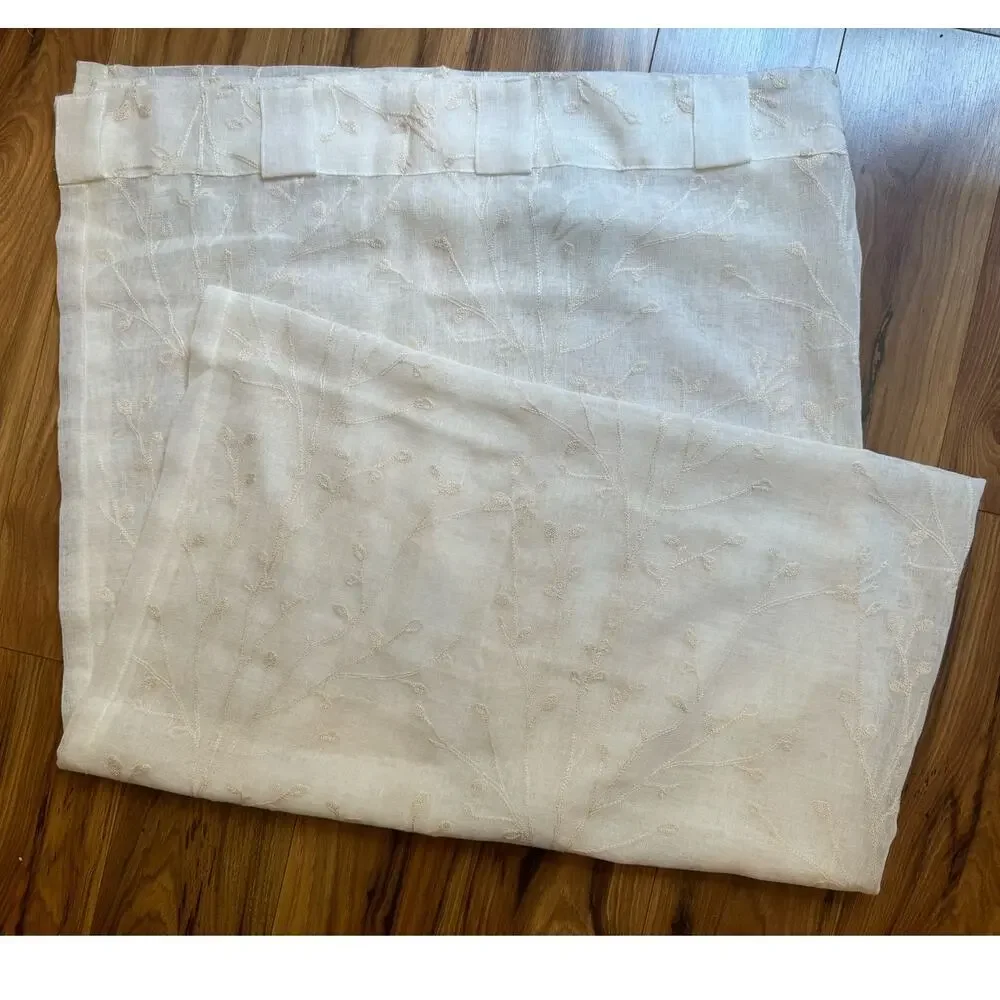 Sheer Embroidered Hidden Tab Top Curtain Drape Panels - Set of 2‎